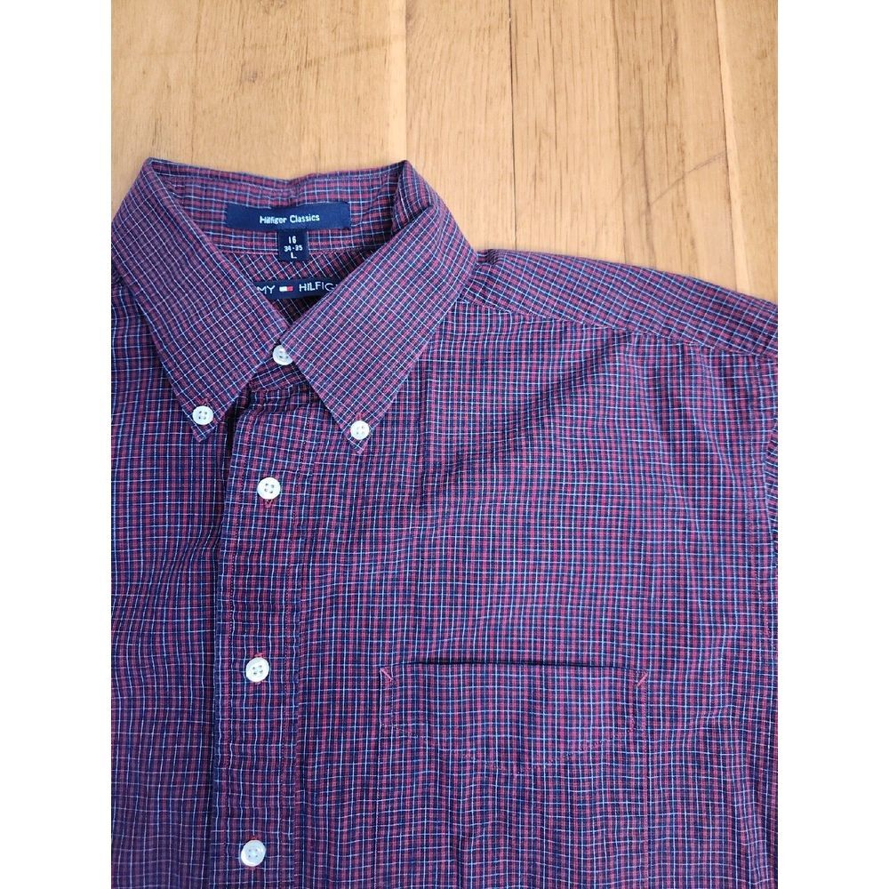Vintage Tommy Hilfiger Button Down Shirt Mens Size 16 Large Sleeve Cotton Y2K